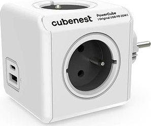 Cubenest Powercube Original USB PD 20 W, A + C, 4× zásuvka, biela/sivá