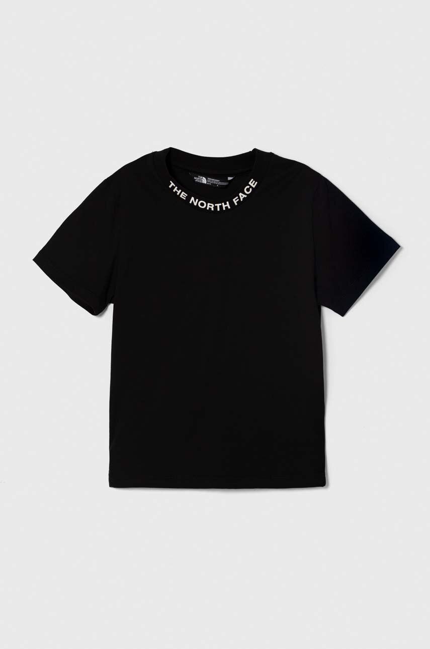 Bavlnené tričko The North Face NEW SS ZUMU TEE čierna farba, s potlačou