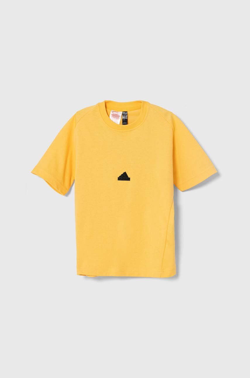 Detské tričko adidas žltá farba, jednofarebný