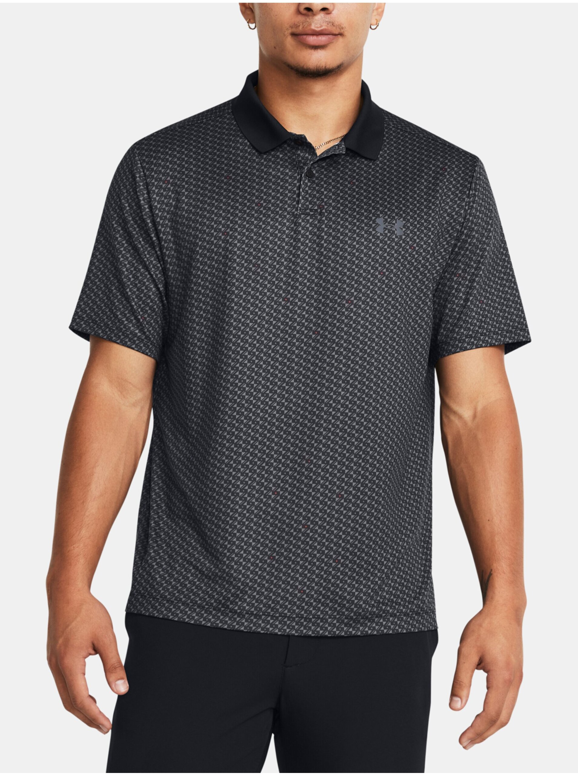 Čierne vzorované športové polo tričko Under Armour UA Perf 3.0 Printed Polo