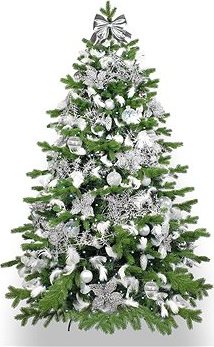 Ozdobený stromček KRÁĽ ZIMA 150 cm s 93 ks ozdôb a dekorácií