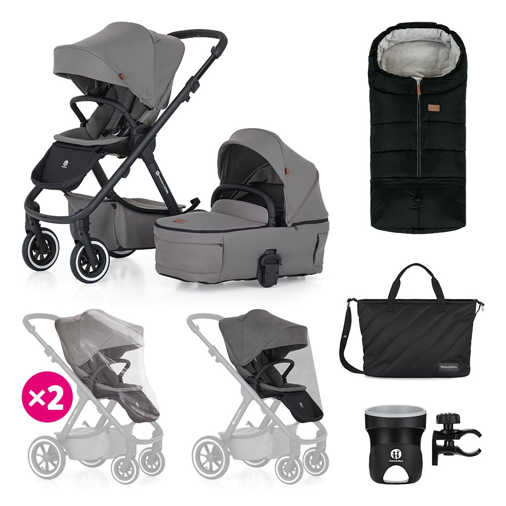 PETITE&MARS Kočík kombinovaný ICON 2V1 Dove Grey XXL AIR