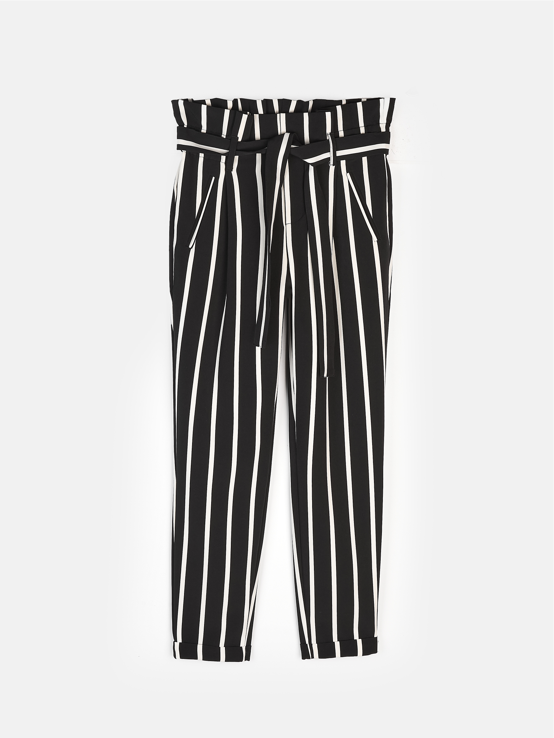 GATE Pásikavé nohavice s opaskom