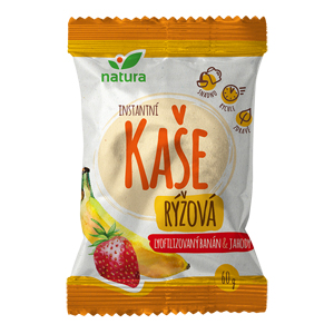 NATURA Hustopeče Ryžová kaša s lyofilizovaným banánom a lyofilizovanými jahodami 60g 60g