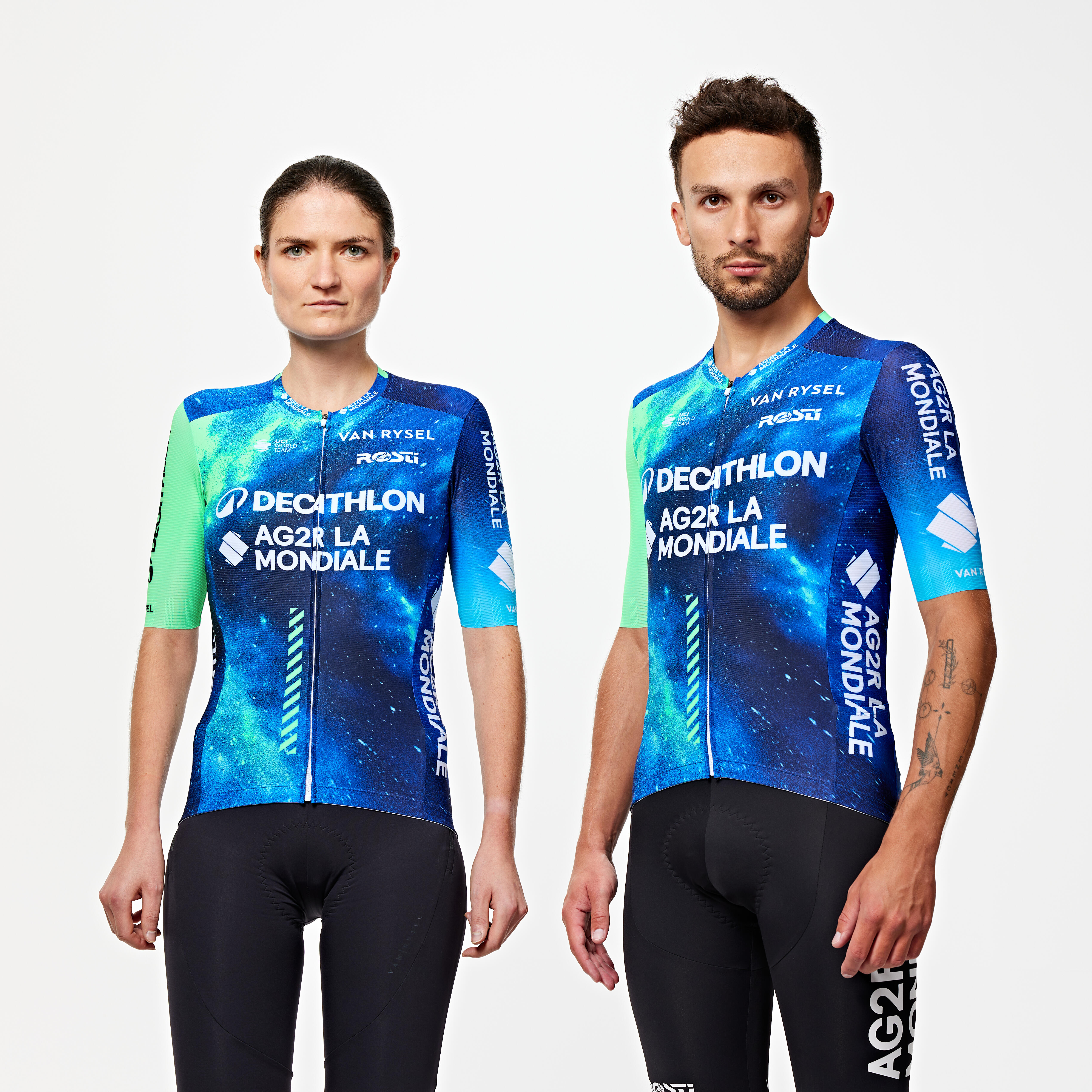Unisex dres Racer 2 Replica Team AG2R s krátkym rukávom na cestnú cyklistiku