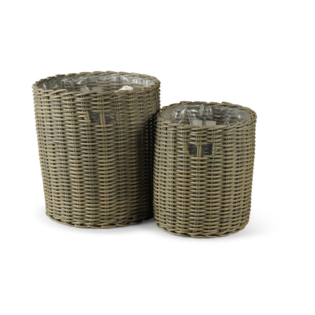 TEXIM ARNHEM - set 2 kvetináčov z umelého ratanu