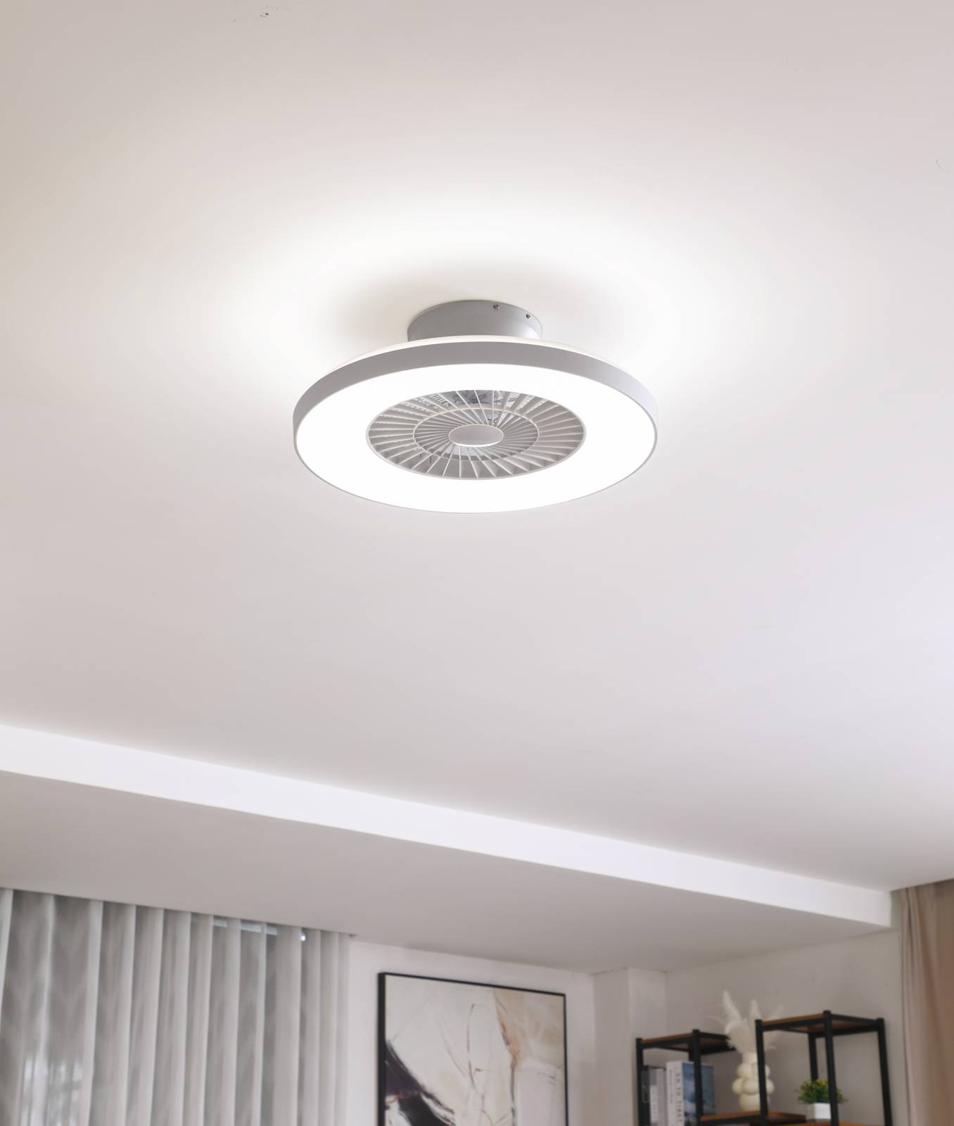 Lindby Smart LED stropný ventilátor Paavo, biely, tichý, Tuya