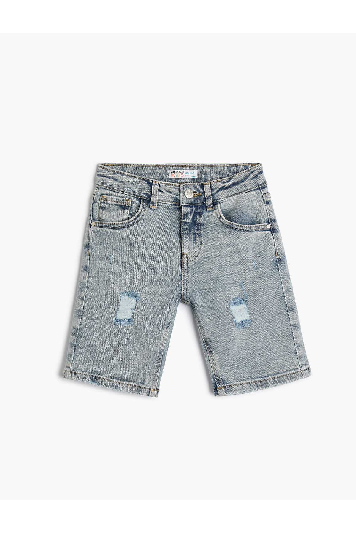 Koton Denim Shorts Worn Detail Pocket Cotton.