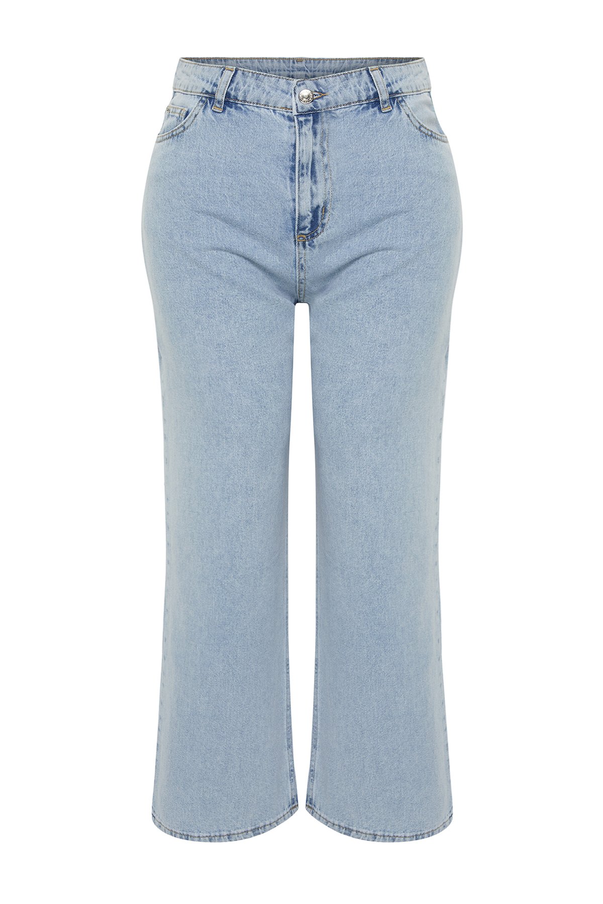 Trendyol Curve Blue High Waist Straight Fit Jeans