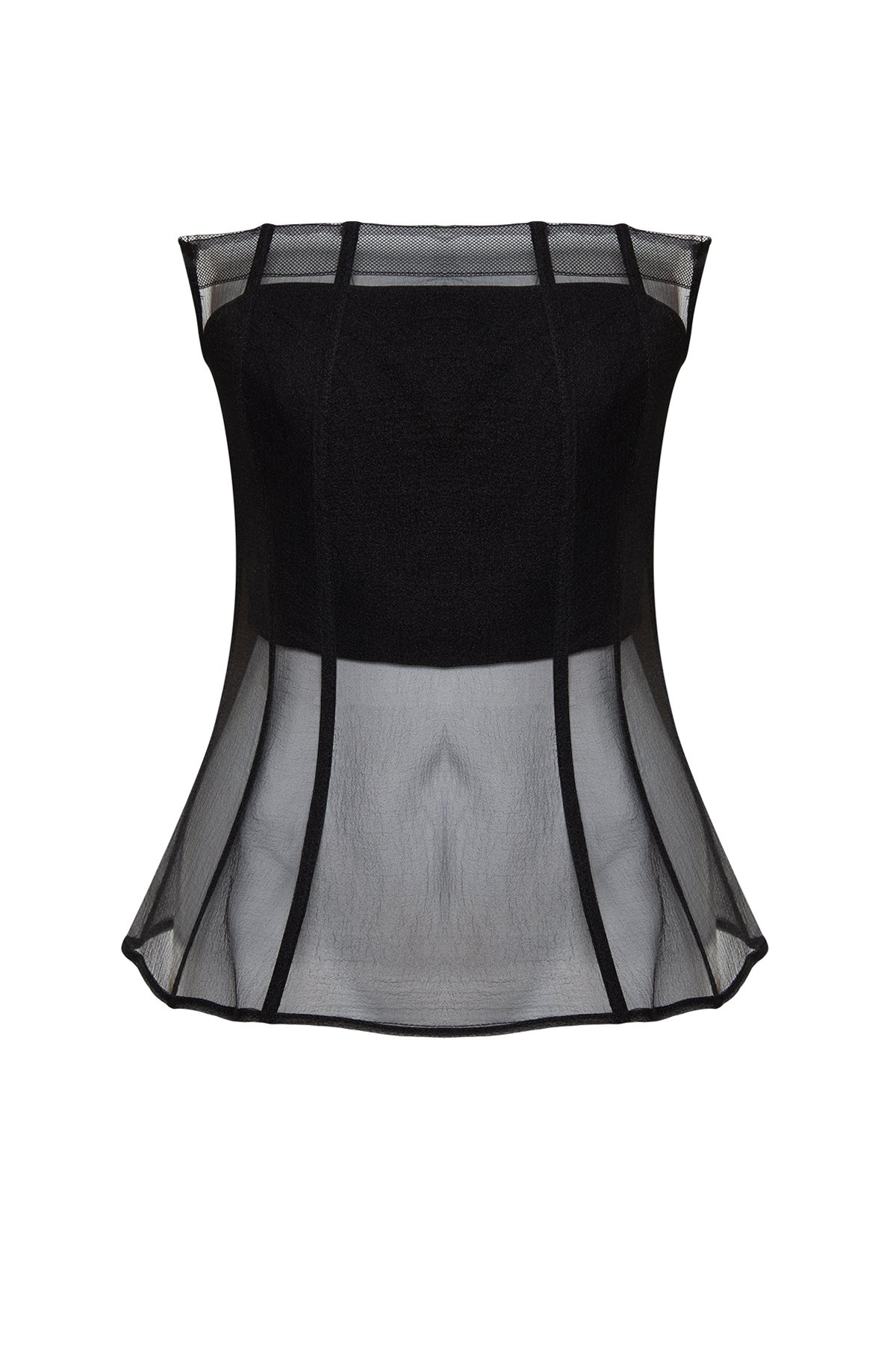 Trendyol Black Woven Corset Detailed Organza Bustier