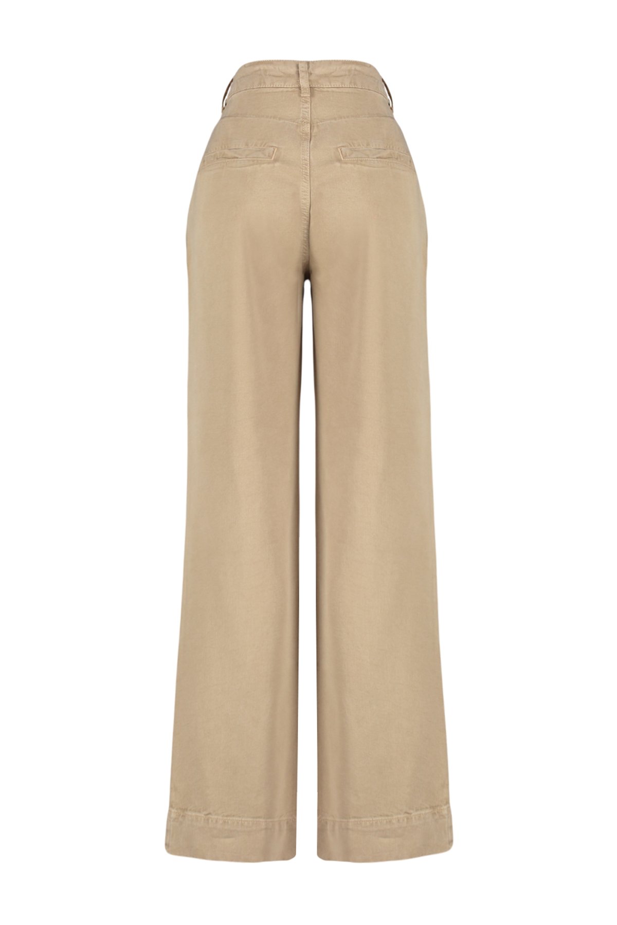 Trendyol Camel More Sustainable Pleated High Waist Wide Leg Jeans