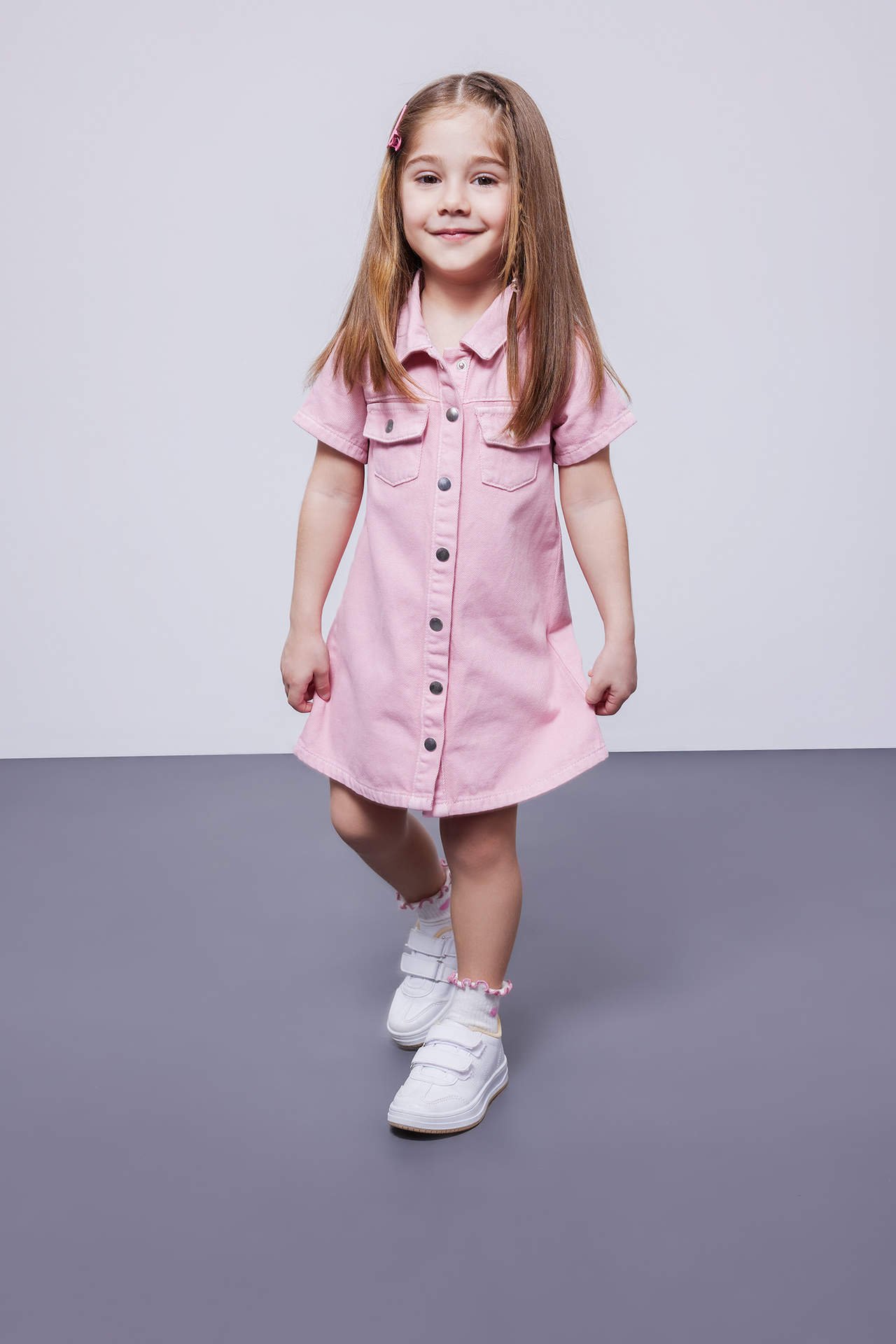DEFACTO Baby Girl Short Sleeve Jean Dress