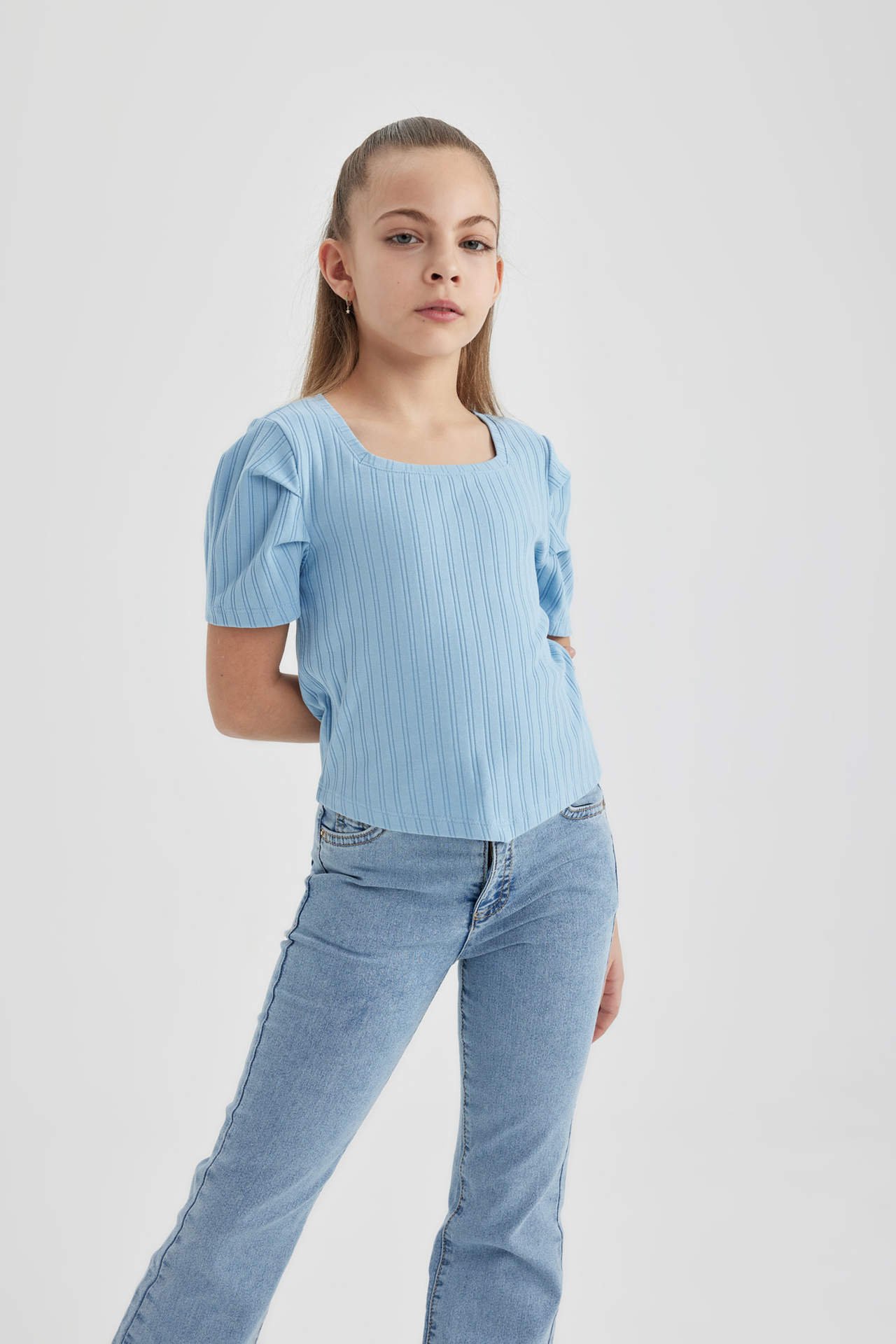 DEFACTO Girl Ribbed Camisole Short Sleeve Crop T-Shirt