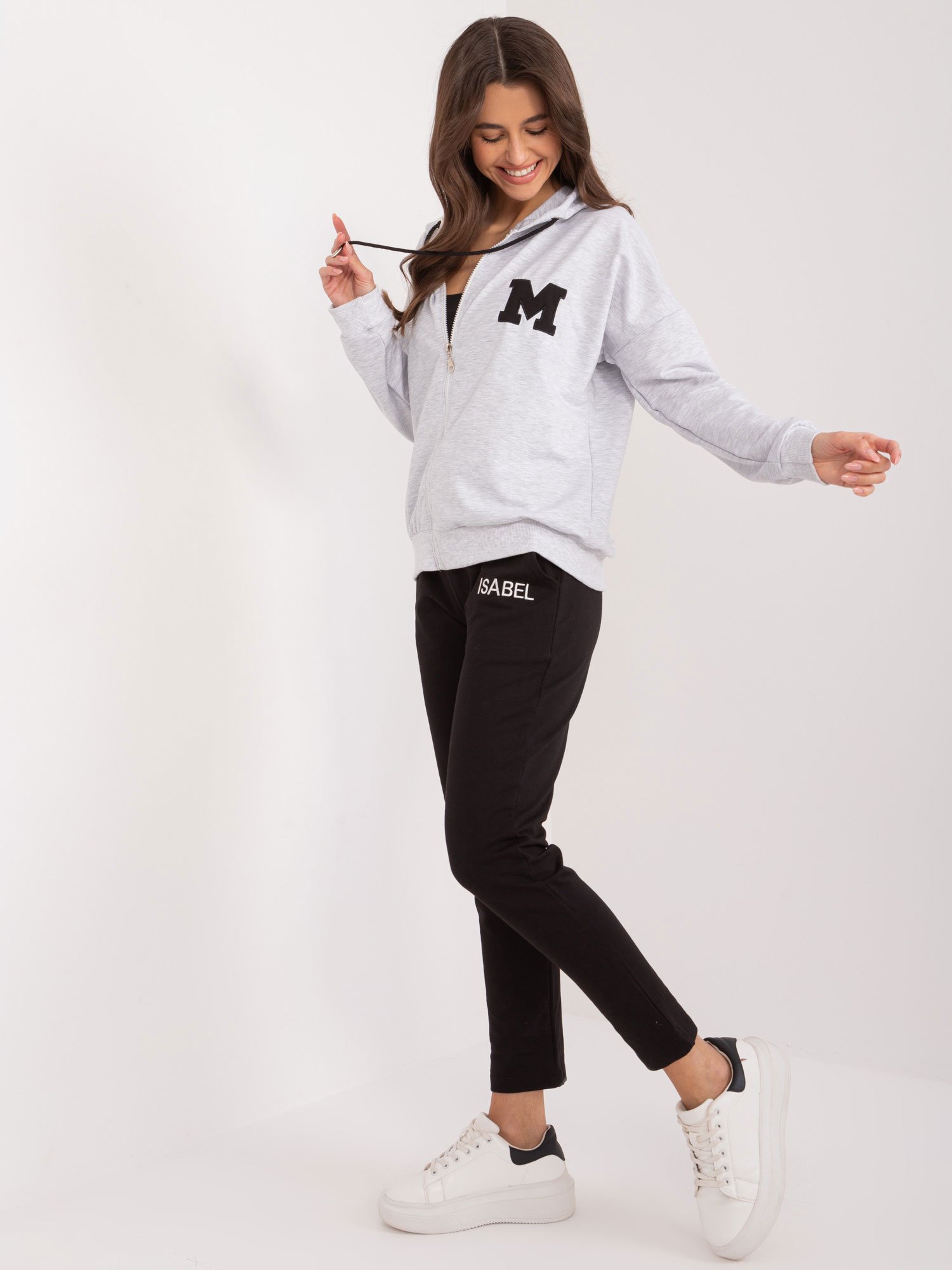 Gray two-piece tracksuit with trousers