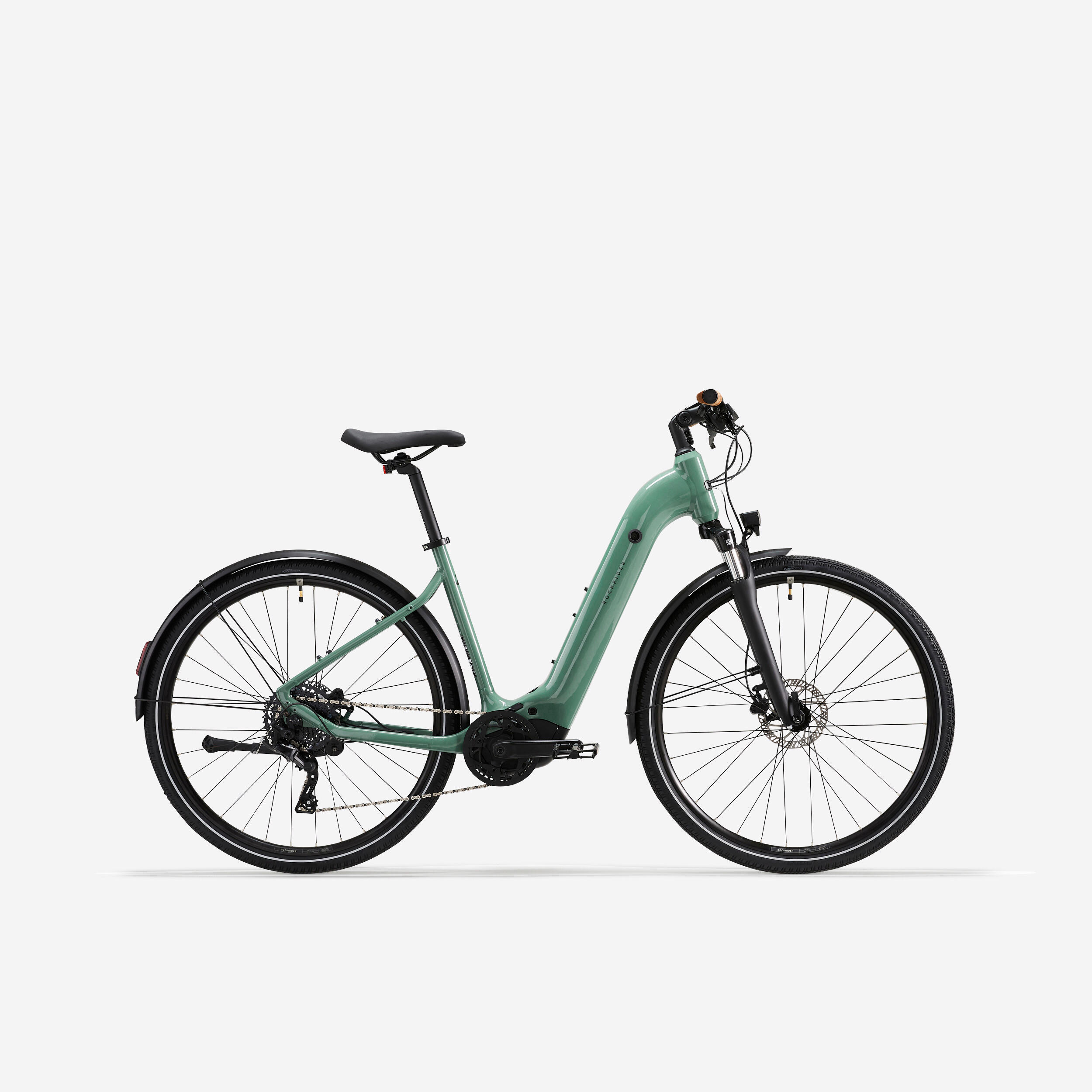 Trekingový elektrobicykel E-ACTV 500 E stredový motor nízky rám zelený