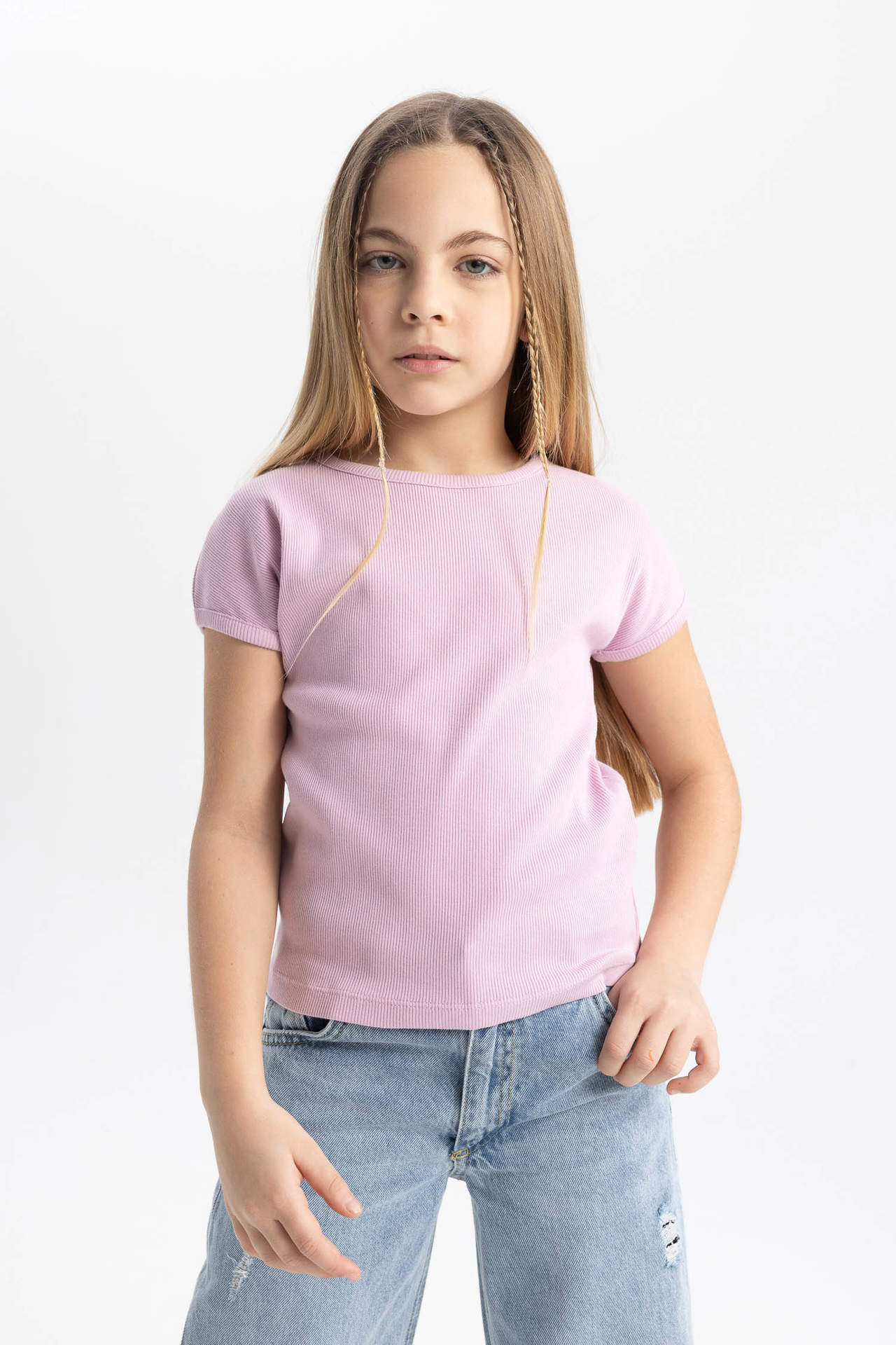 DEFACTO Girl Slim Fit Crew Neck Basic Ribbed Camisole T-Shirt