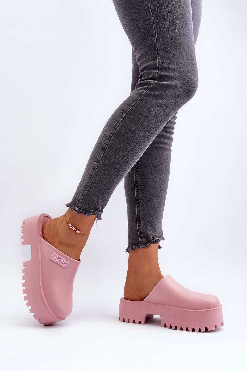 Women's slippers with massive soles Big Star Pink
