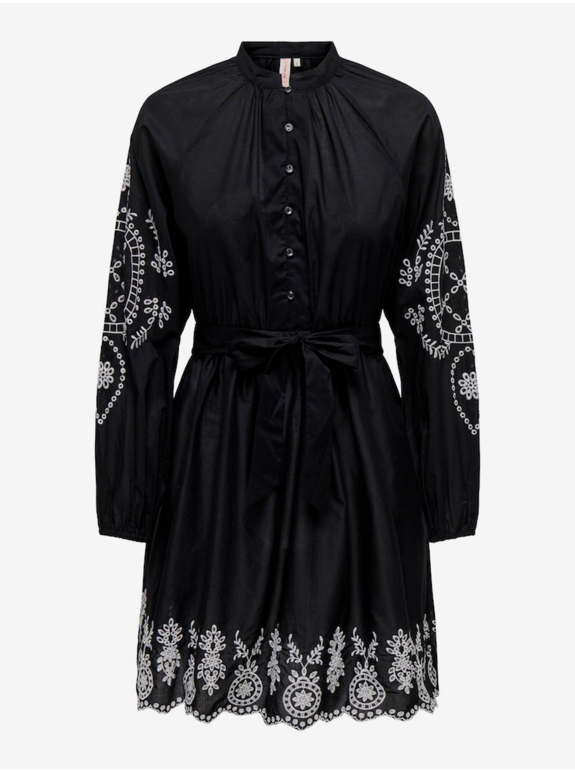 Black women's shirt dress with embroidery ONLY Flo - Women