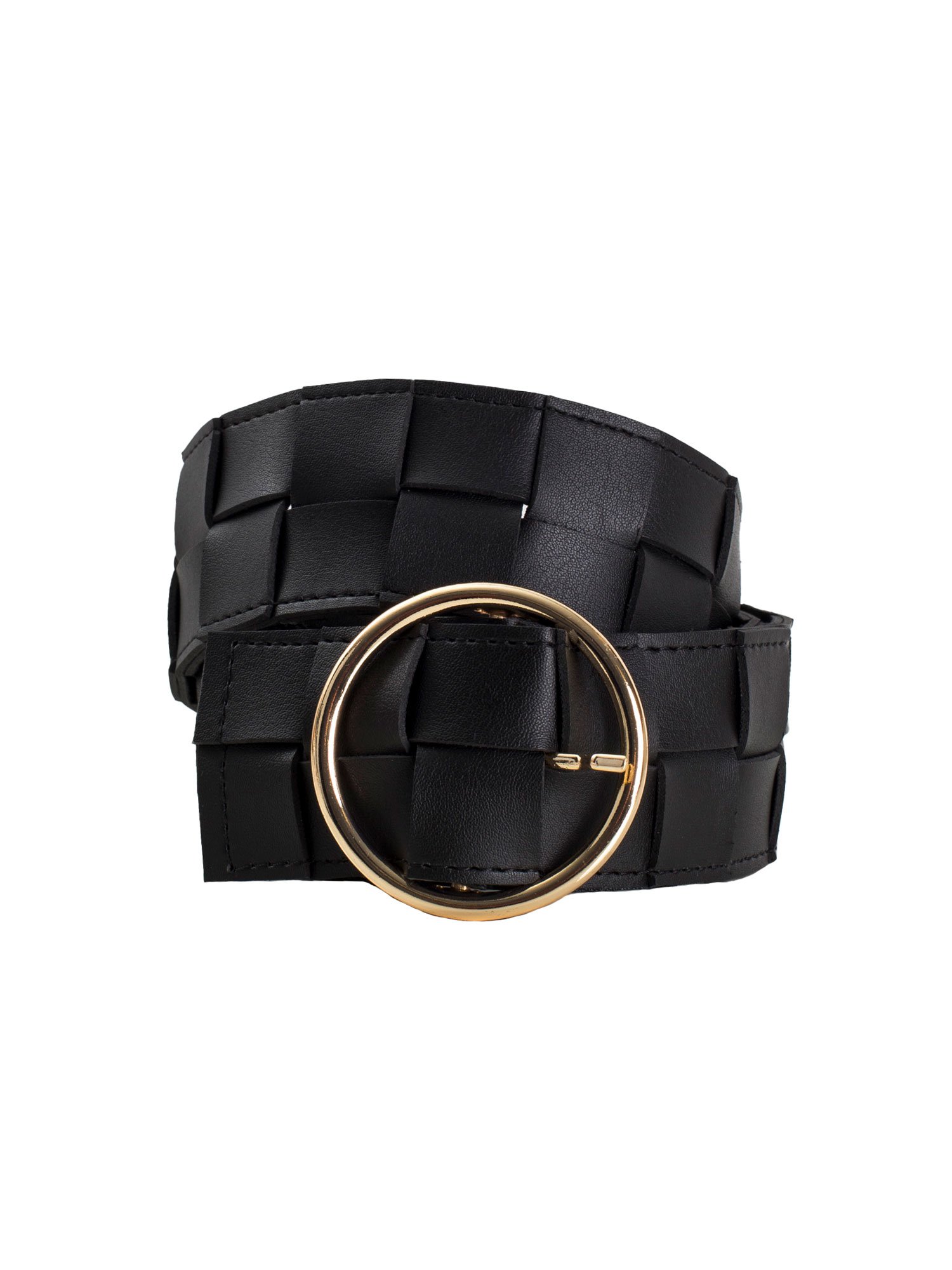 Black women's belt with round buckle OCH BELLA