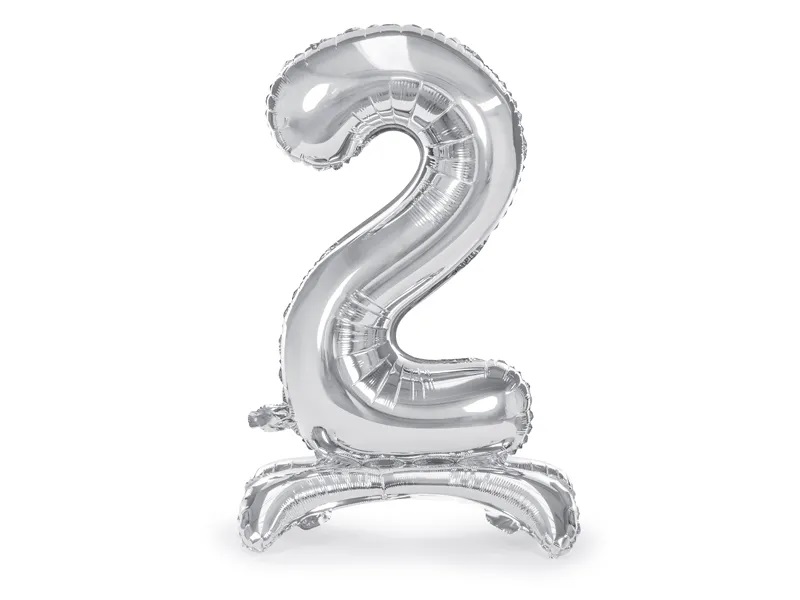 PartyDeco Samostojací fóliový balón 2 strieborný 70 cm