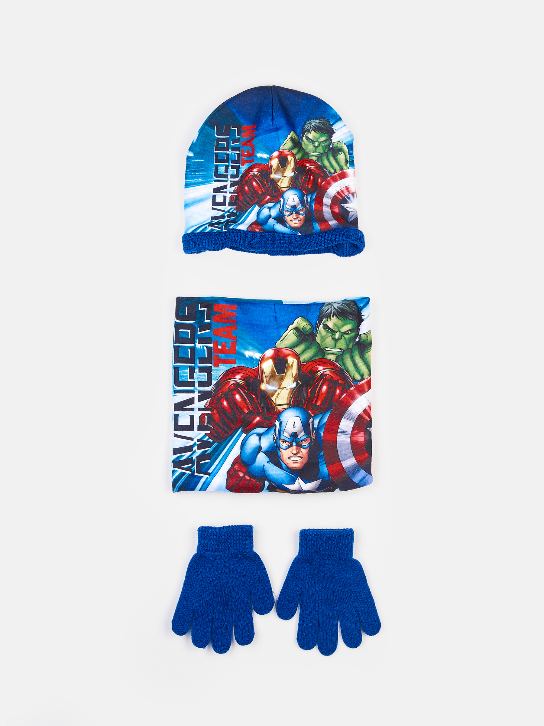 GATE Set čiapka, nákrčník a rukavice Avengers