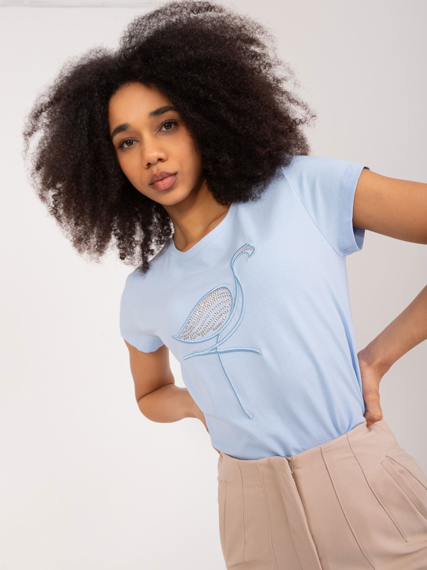 Light blue cotton T-shirt BASIC FEEL GOOD