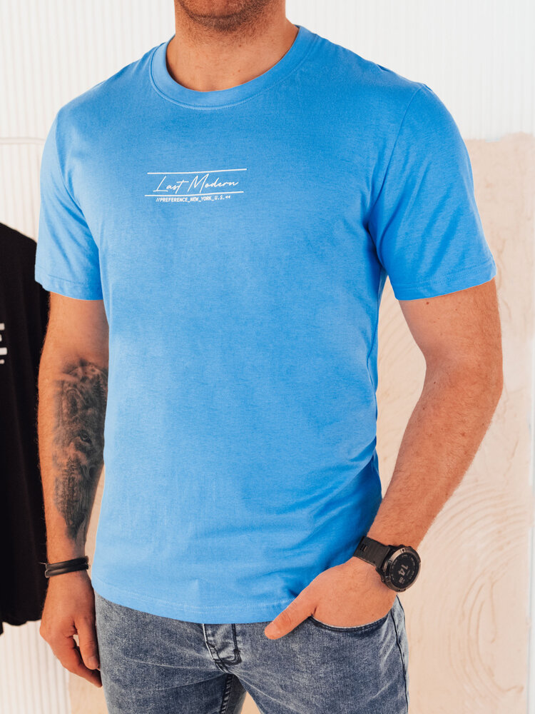 Men's T-shirt with print light blue Dstreet