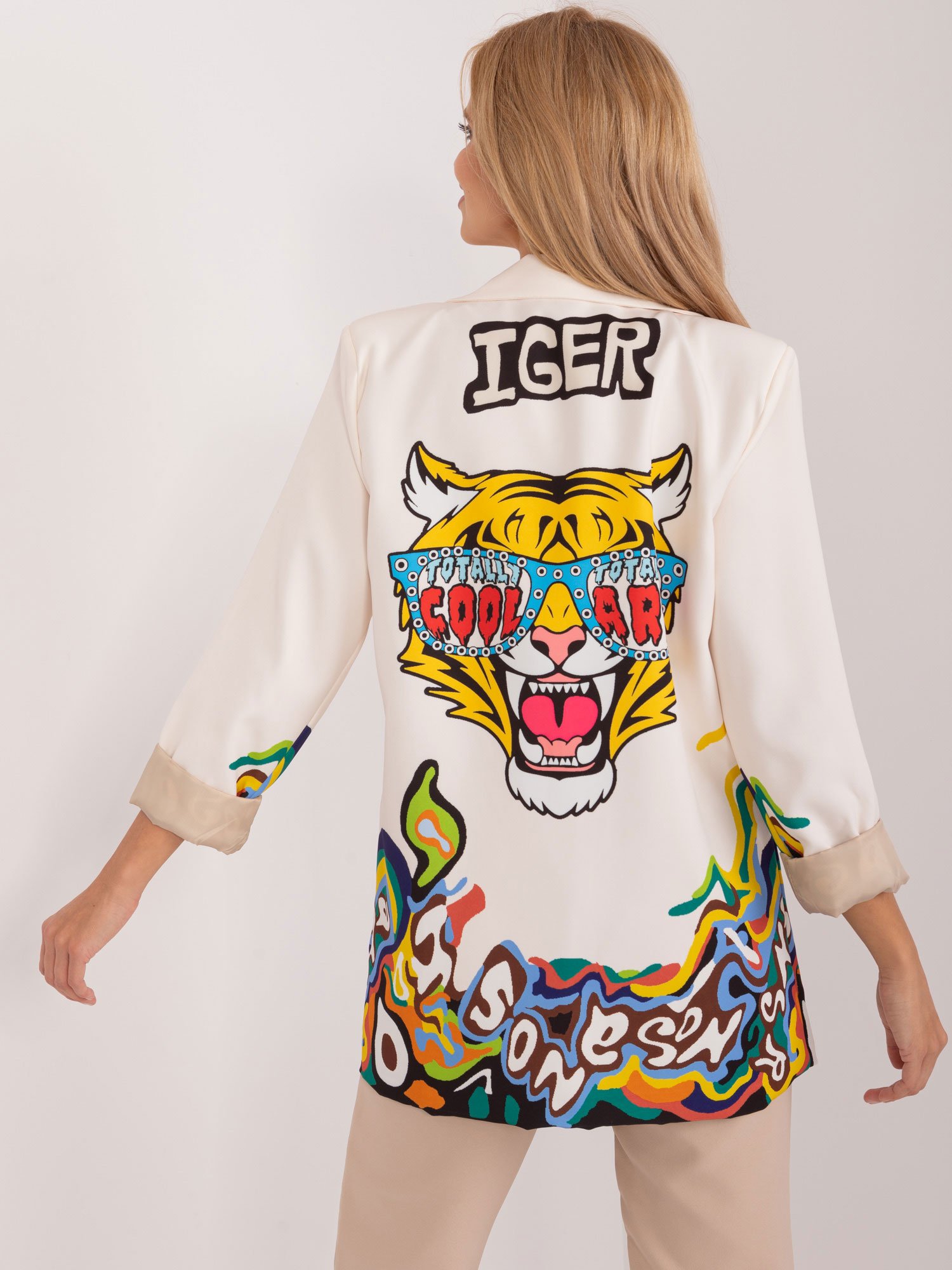 Cream jacket with print on the back
