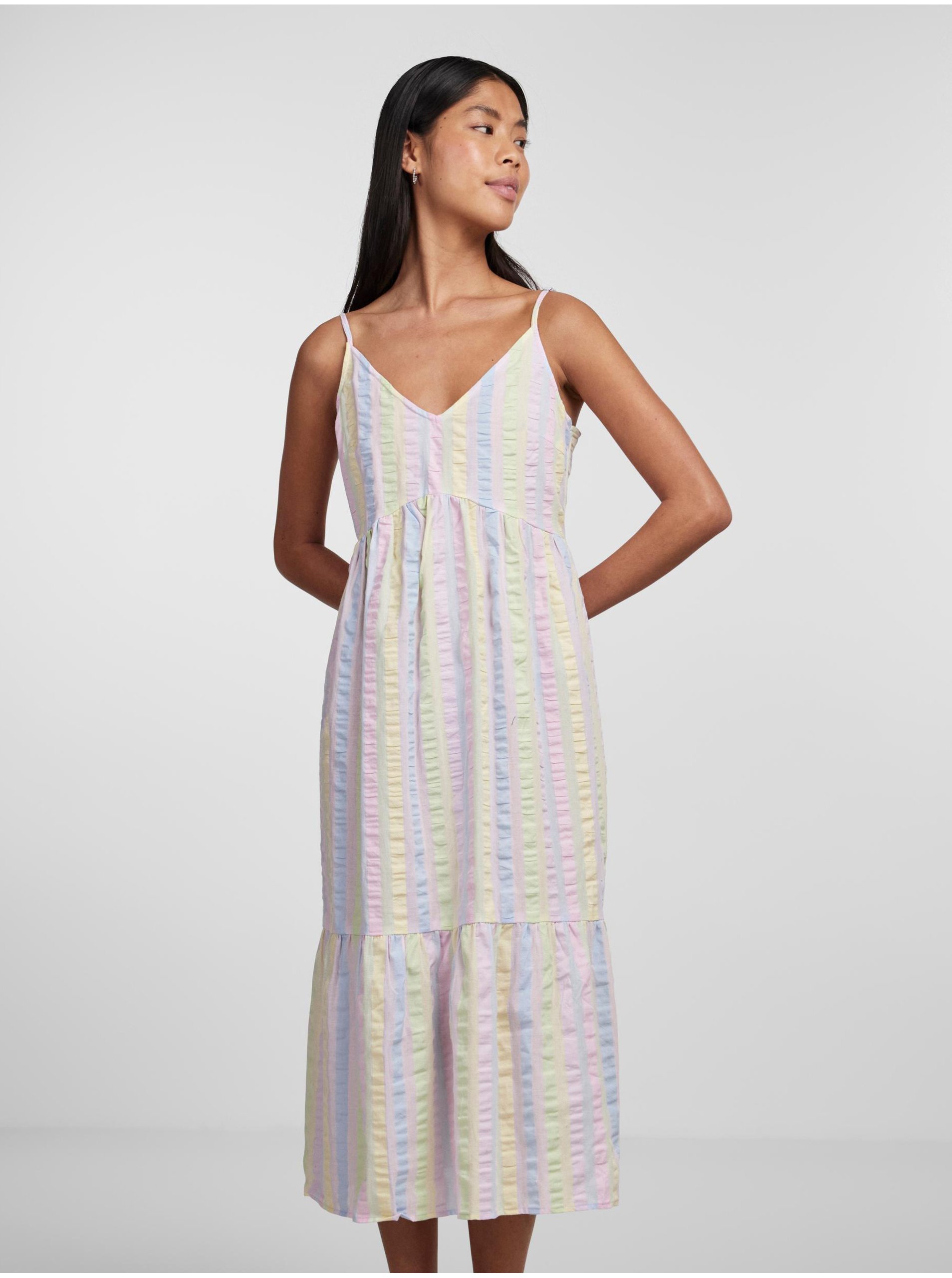 Light Purple Women's Striped Midi Dress Pieces Kaitlyn - Women