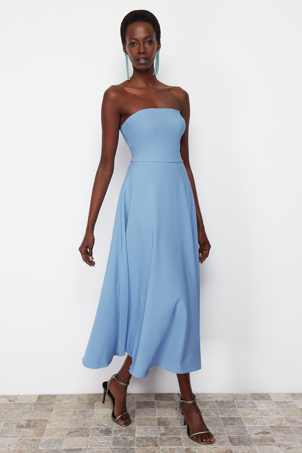 Trendyol Blue Waist Drop/Skater Woven Dress