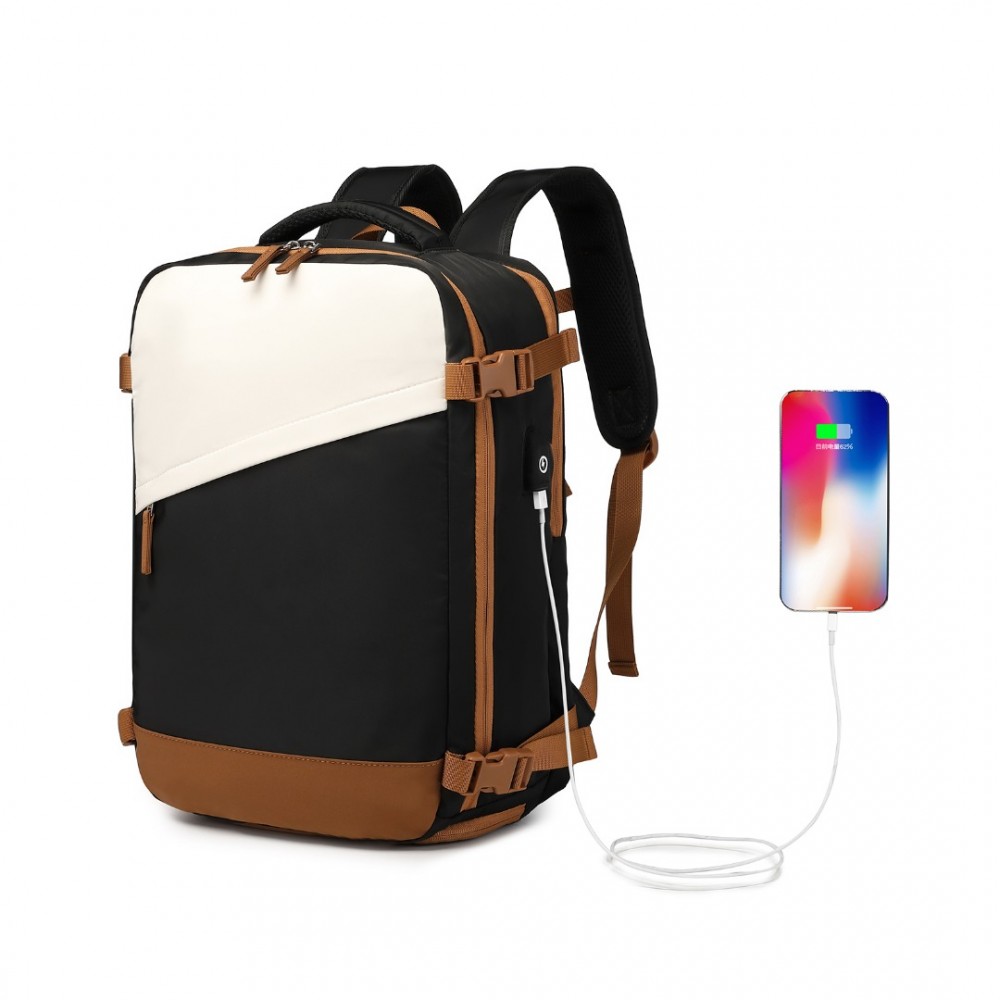 Miss Lulu Vodeodolný funkčný batoh s USB portom 24L - čierny