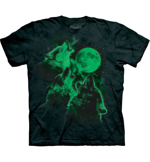 Pánske batikované tričko The Mountain - svietiaca potlač -  Wolf Moon Veľkosť: S
