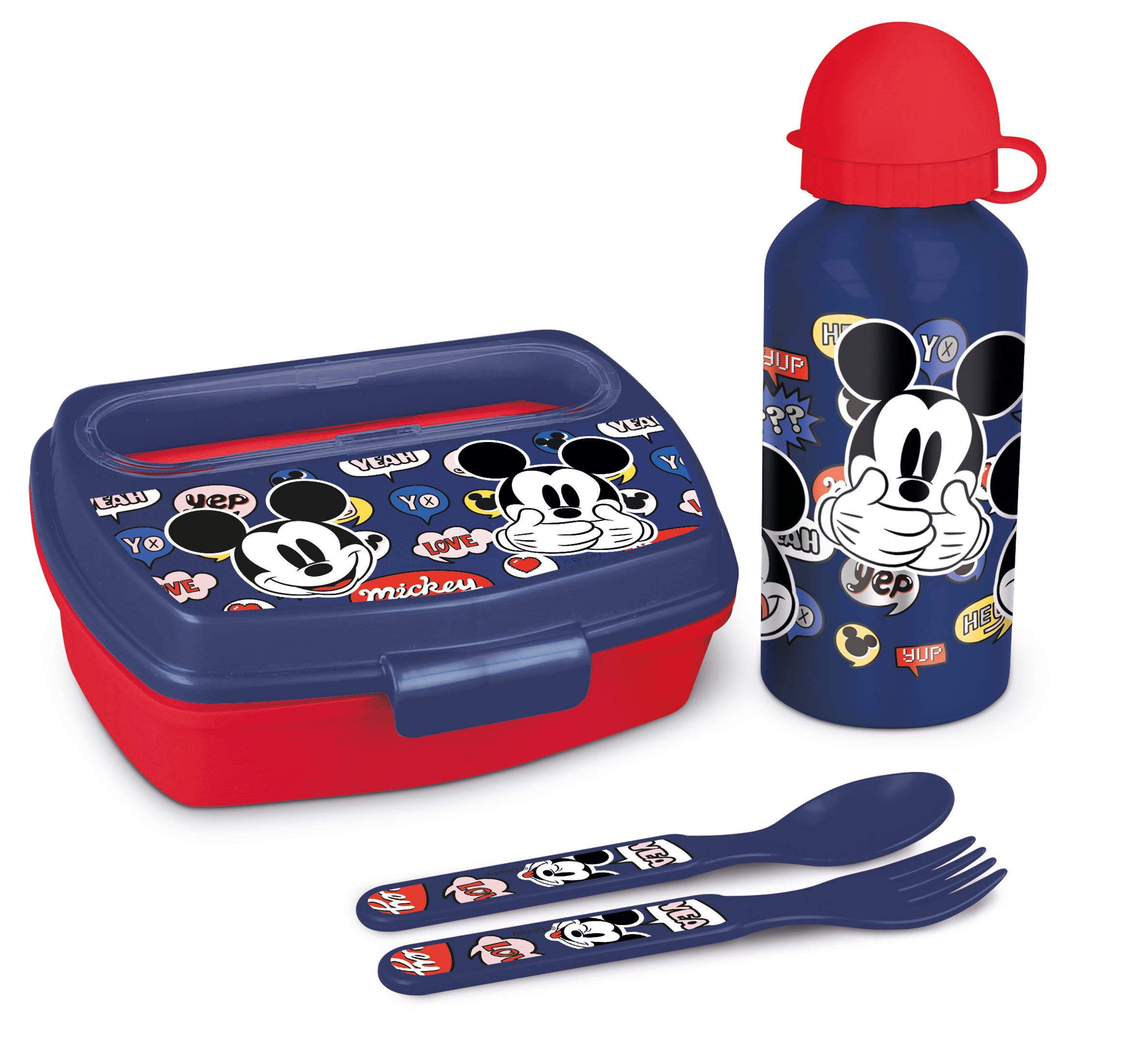 Disney Darčekový set Mickey Mouse desiatový box s príborom a fľaša 400 ml