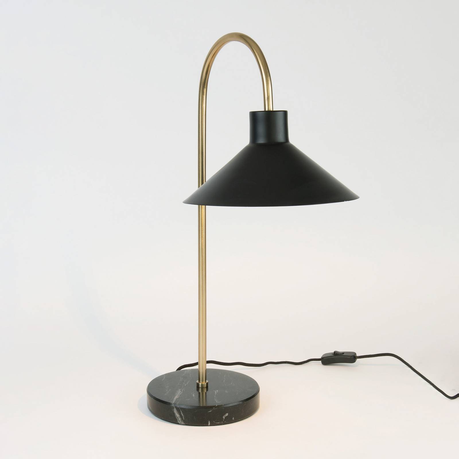Stolná lampa Oktavia, čierna/zlatá farba, výška 58 cm, mramor