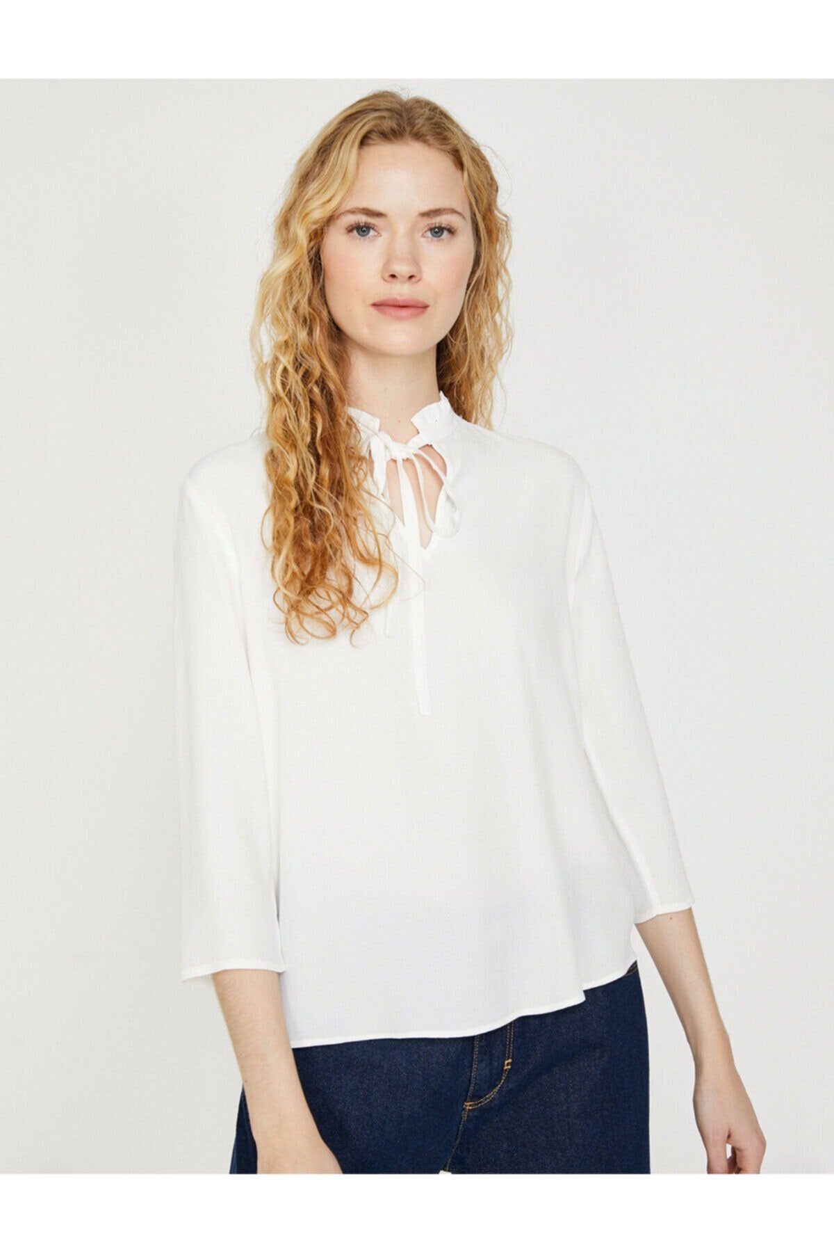Koton Women's Ecru Collar Detailed Blouse