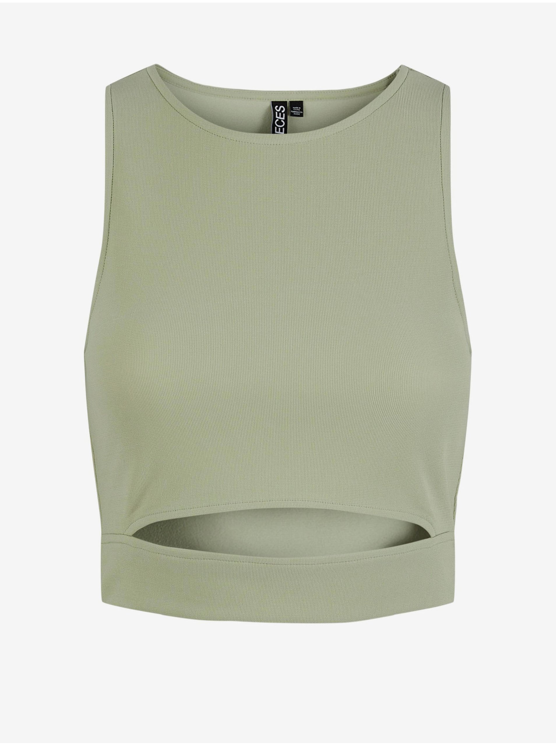 Light Green Crop Top with Slit Pieces Sara - Women