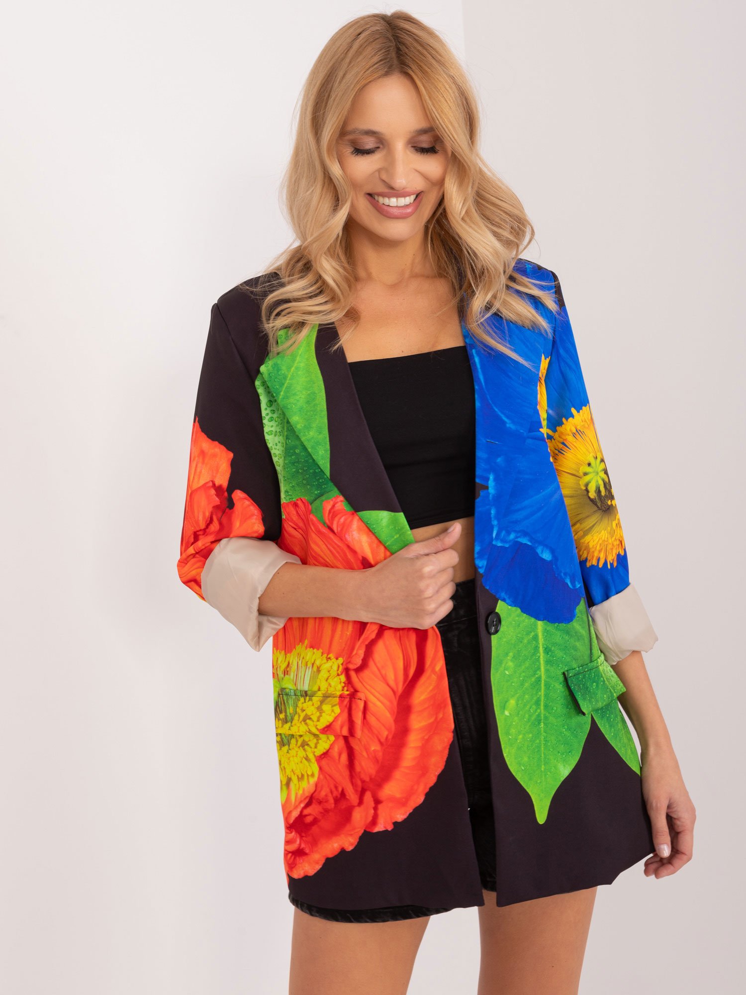 Black jacket with colorful print