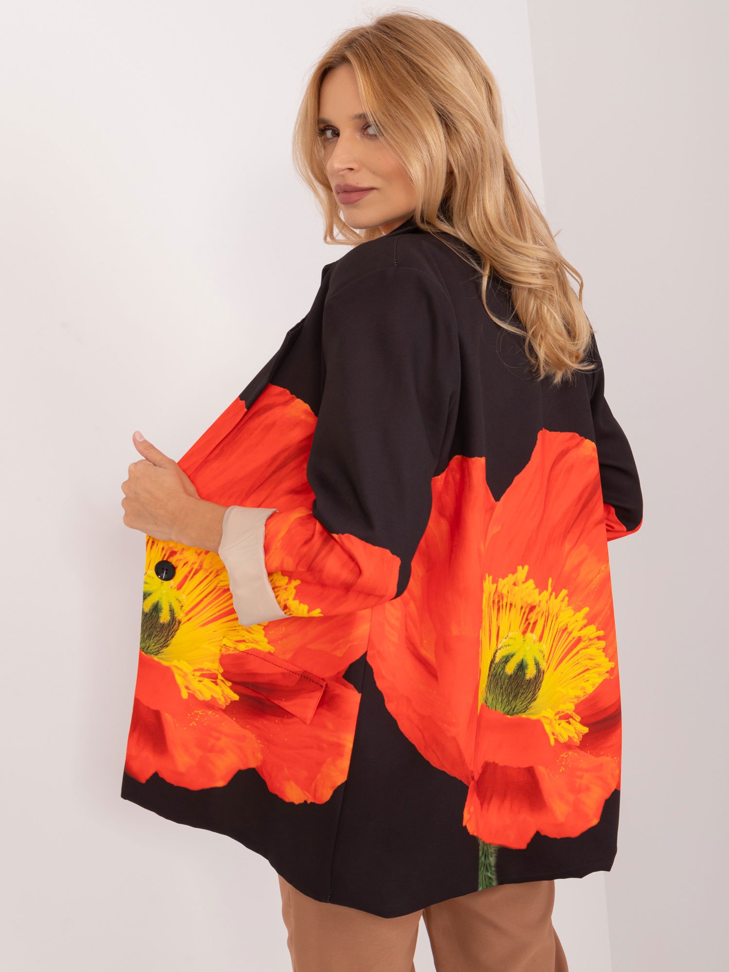 Black jacket with floral print