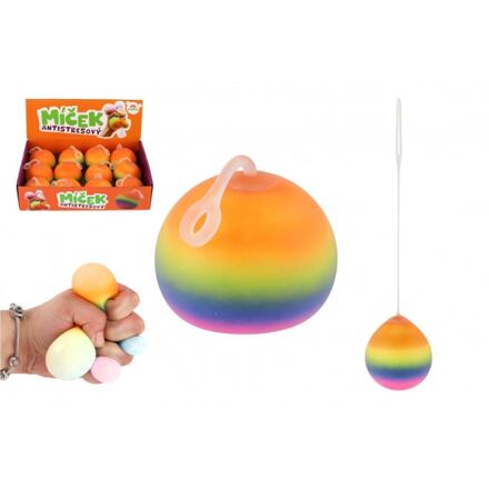 Teddies Loptička antistresová mačkací sliz 6 cm dúhový