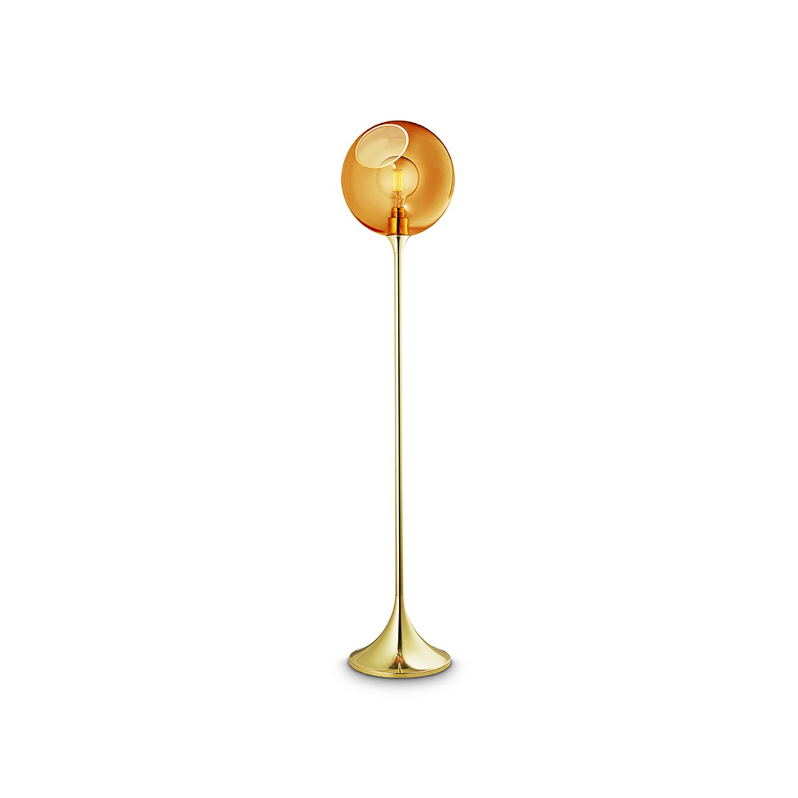 Stojacia lampa Ballroom, jantárová, sklo, fúkaná ústami, stmievateľná