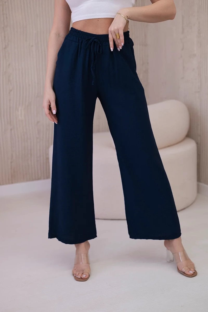 Wide viscose trousers Navy blue