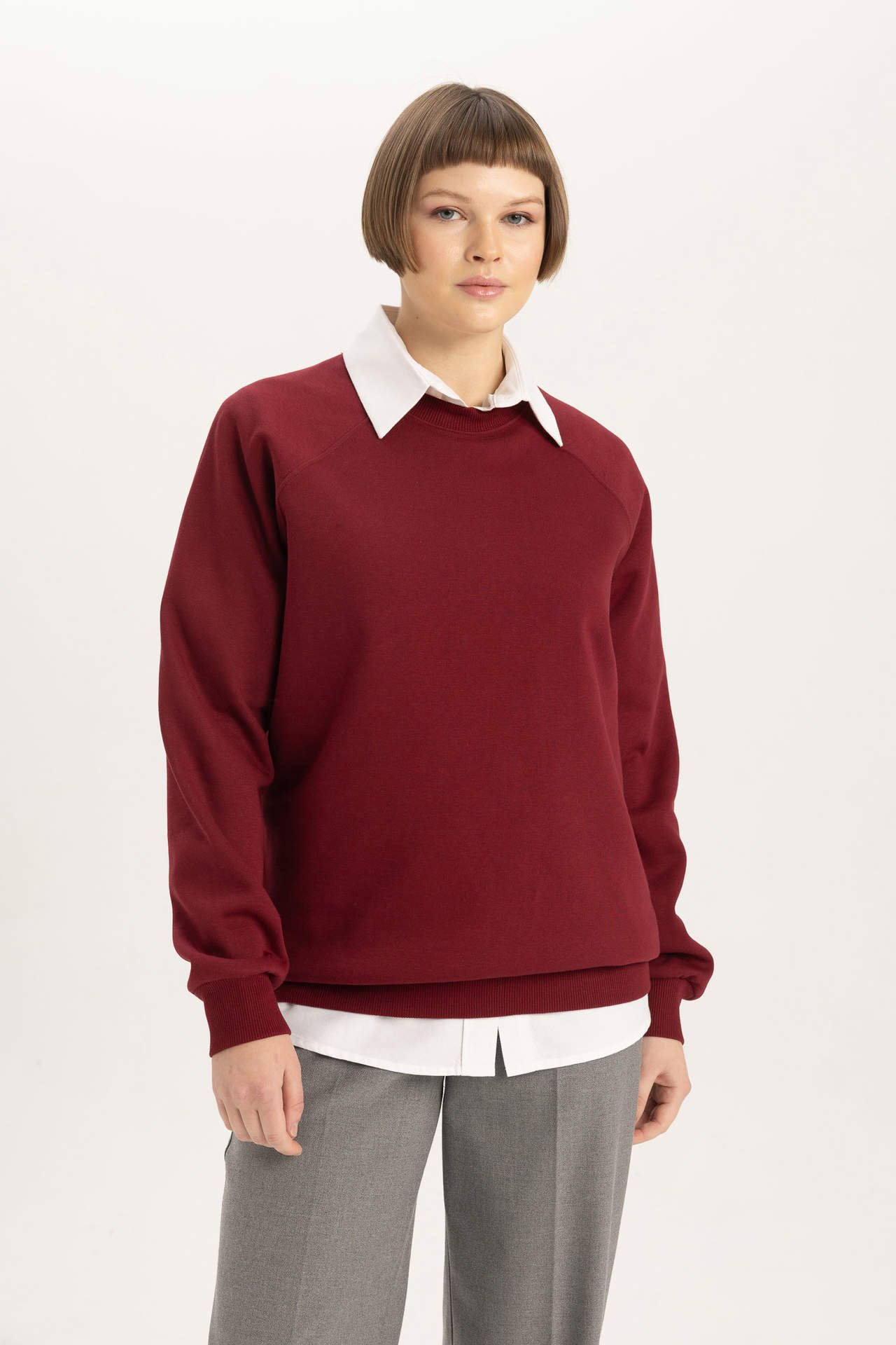 DEFACTO Oversize Fit Crew Neck Thick Sweatshirt