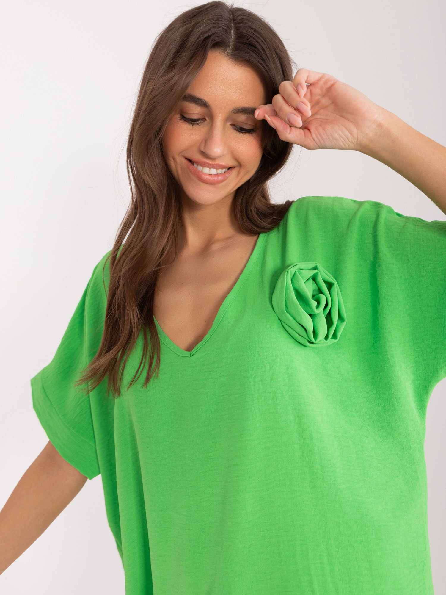 Light green oversize blouse with flower