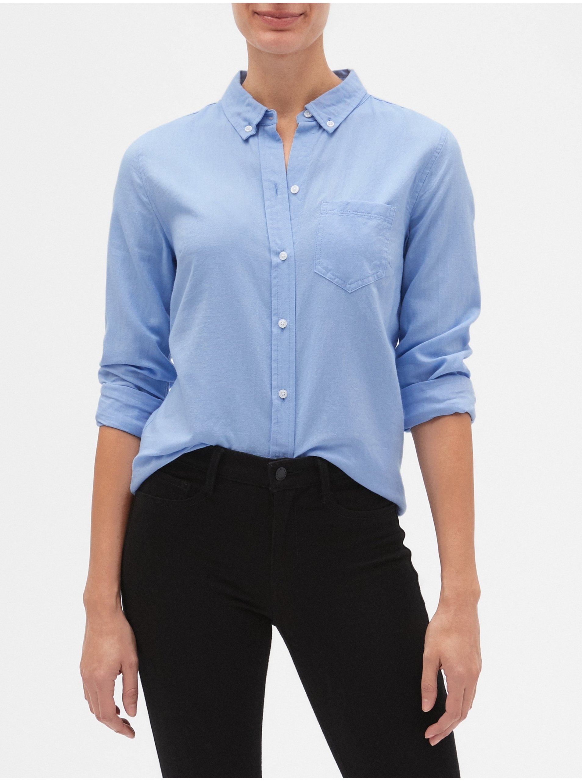Košeľa fitted boyfriend shirt in oxford Modrá