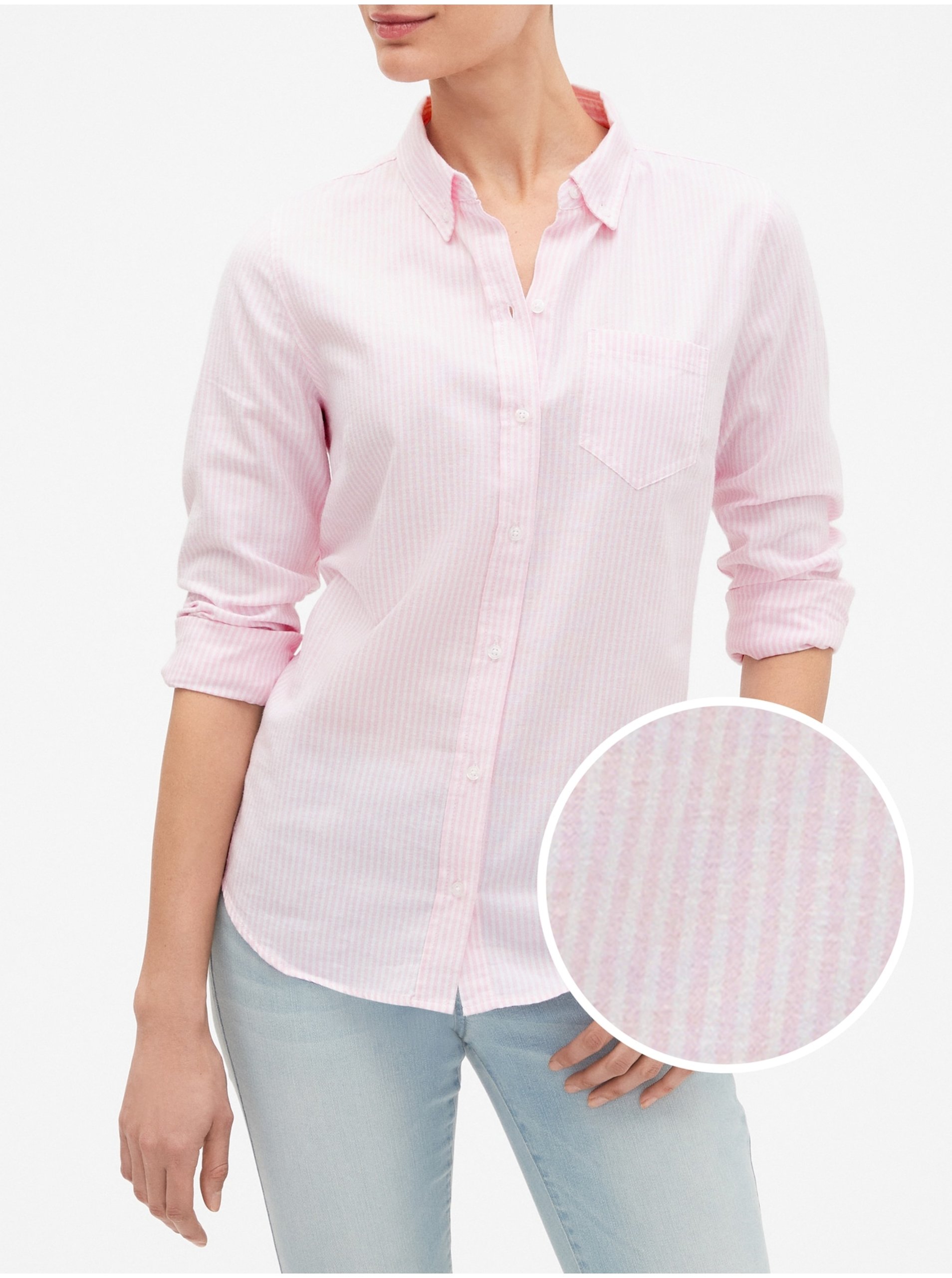 Košeľa fitted boyfriend shirt in oxford Ružová