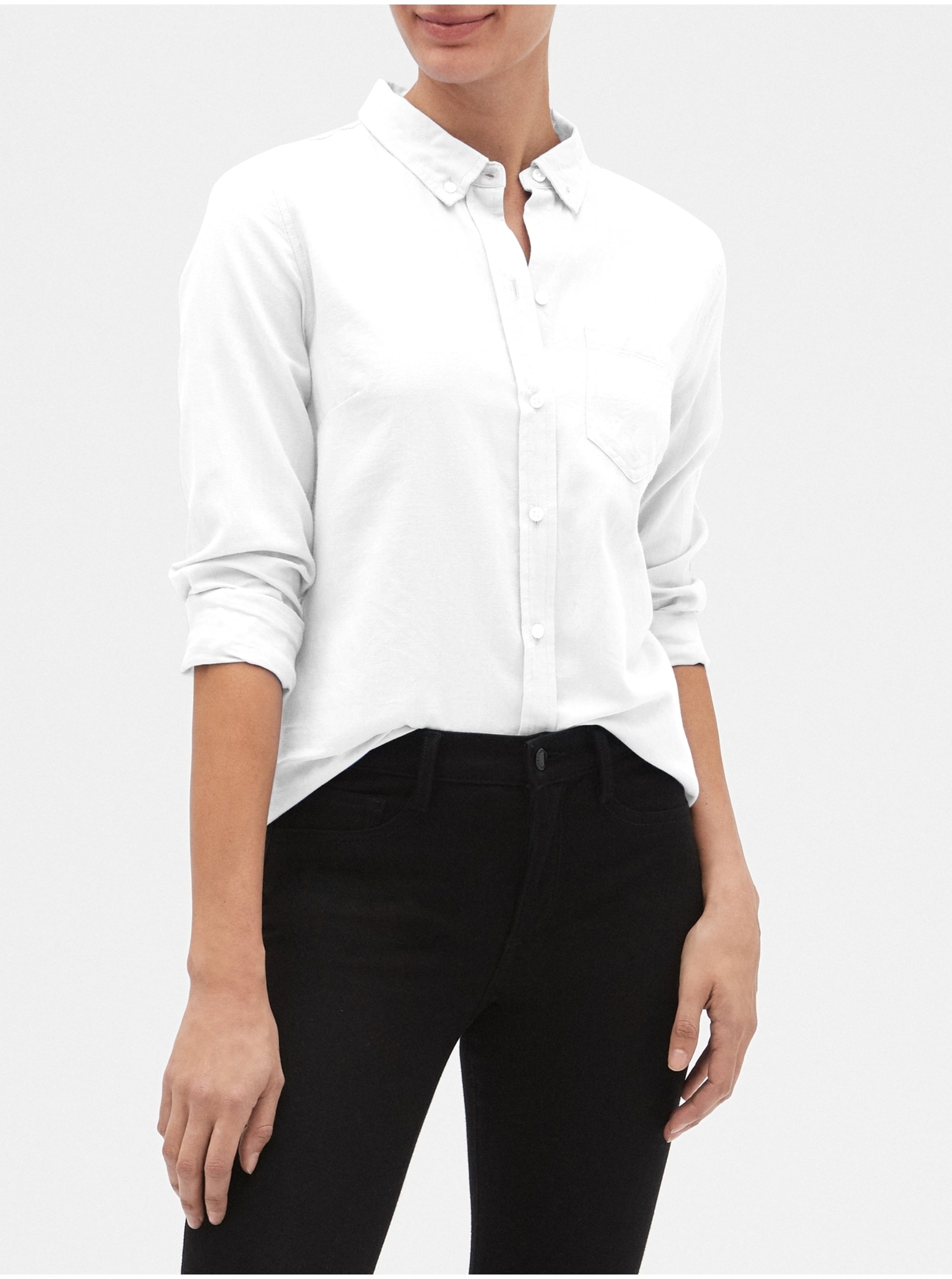 Košeľa fitted boyfriend shirt in oxford Biela