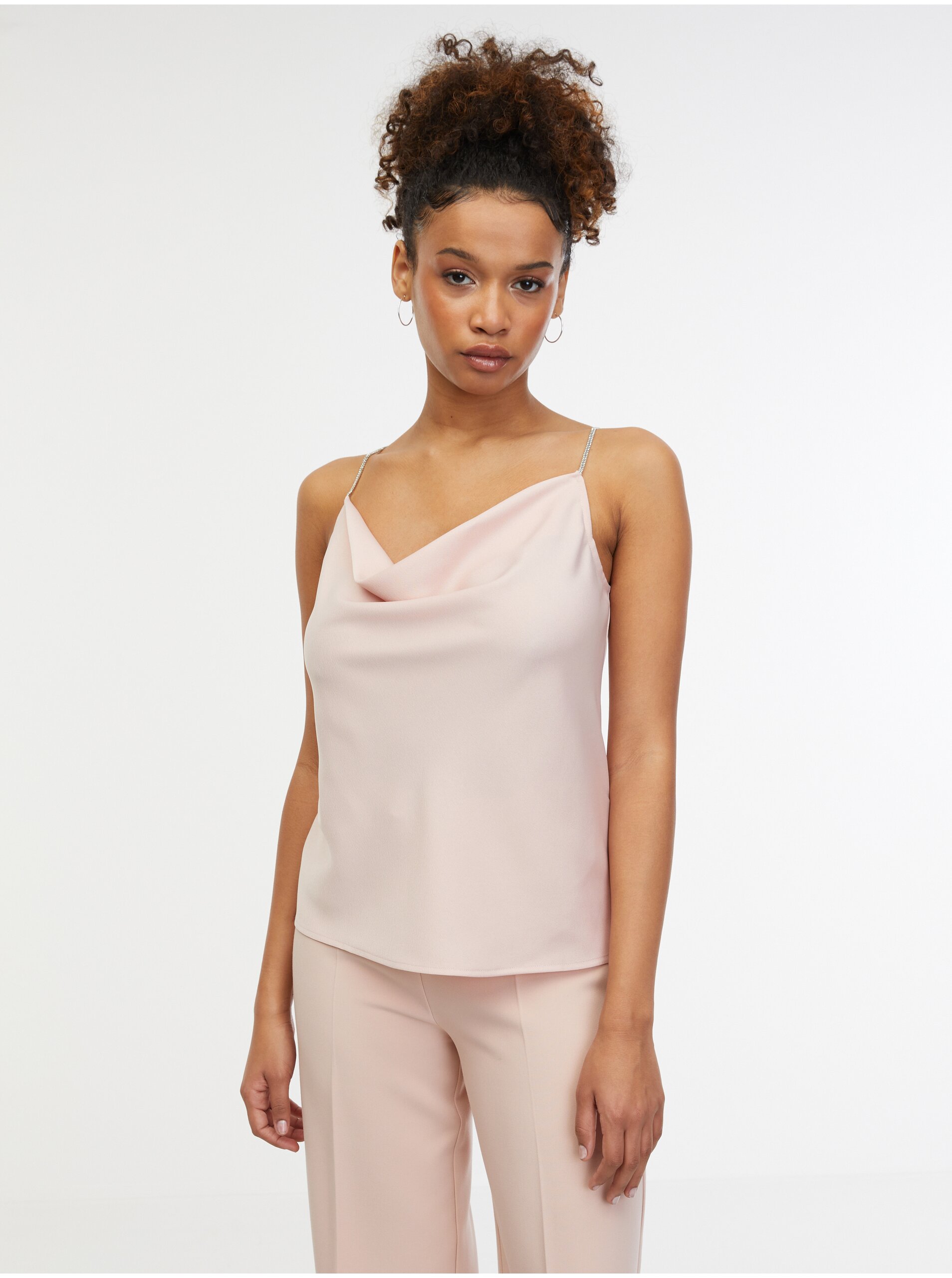 Svetloružový dámsky saténový top ORSAY