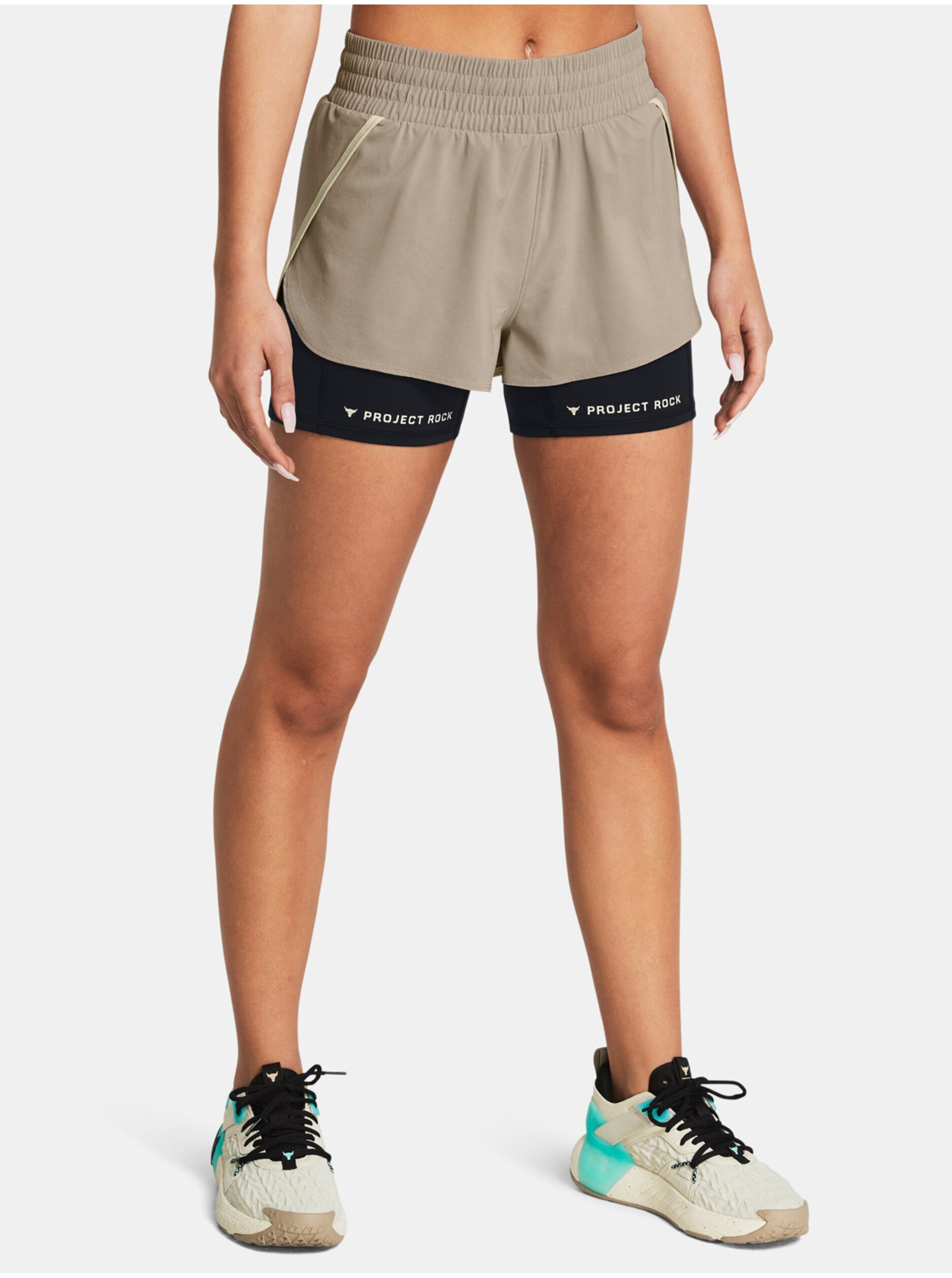 Svetlo hnedé dámske športové kraťasy Under Armour Pjt Rck Flex Short