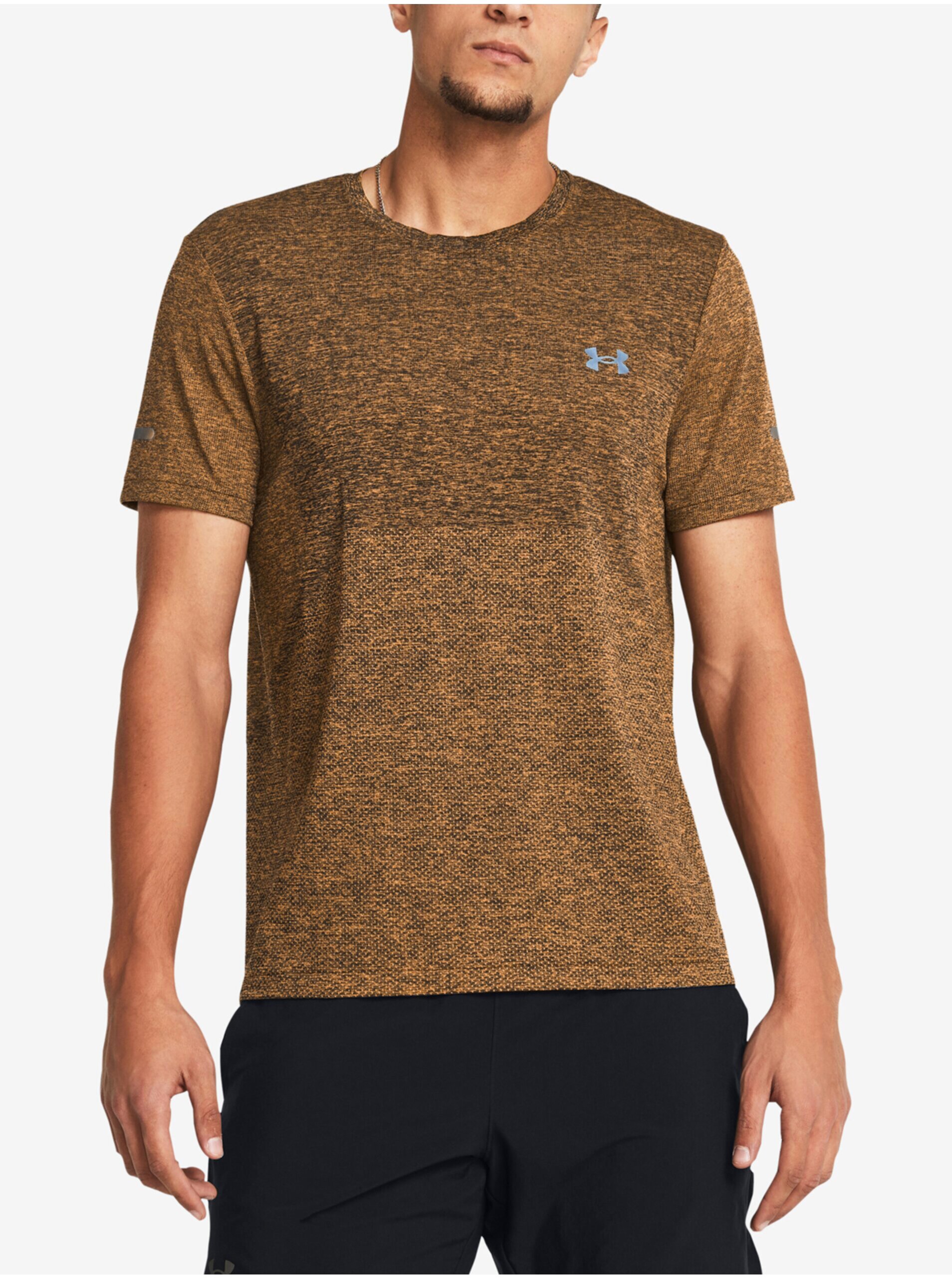 Hnedo-oranžové pánske tričko Under Armour UA Seamless Stride SS