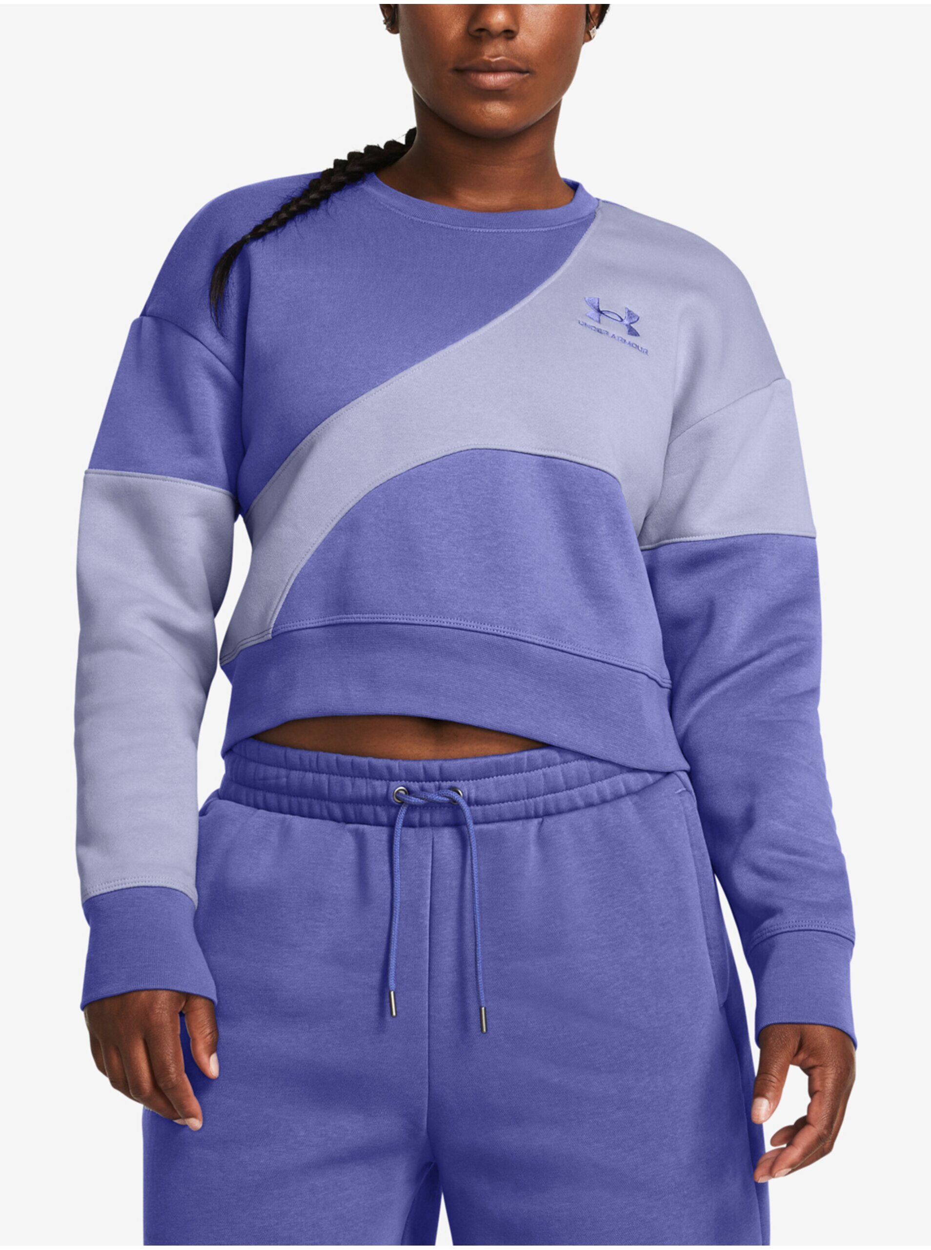 Fialová dámska mikina Under Armour Essential Fleece Crop Crew